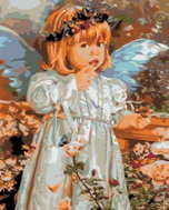 Painting by numbers - Angel with a butterfly wreath, 40x50 cm, without frame and without turning off - Painting by Numbers