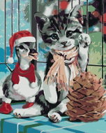 Painting by Numbers - Duck and Kitten, 40x50 cm, without frame and without turning off the canvas - Painting by Numbers
