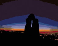 Painting by numbers - Lovers at night over the city, 100x80 cm, without frame and without switching  - Painting by Numbers
