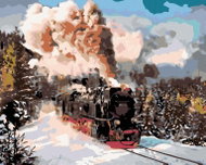 Painting by Numbers - Locomotive in Winter Landscape, 100x80 cm, stretched canvas on frame - Painting by Numbers