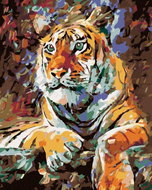Painting by Numbers - Reclining Tiger, 80x100 cm, without frame and without turning off the canvas - Painting by Numbers