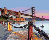 Painting by numbers - By the sea under the bridge, 100x80 cm, without frame and without turning off  - Painting by Numbers