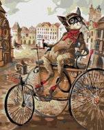 Painting by numbers - Cat on a tricycle, 40x50 cm, without frame and without switching off the canva - Painting by Numbers
