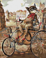 Painting by numbers - Cat on a tricycle, 80x100 cm, canvas on frame - Painting by Numbers
