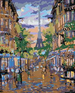 Painting by numbers - Cozy alley under the Eiffel Tower, 40x50 cm, stretched canvas on frame - Painting by Numbers