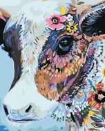 Painting by Numbers - Flower Cow, 80x100 cm, without frame and without switching off the canvas - Painting by Numbers