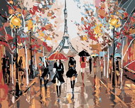 Painting by Numbers - Busy Street and Eiffel Tower, 100x80 cm, stretched canvas on frame - Painting by Numbers