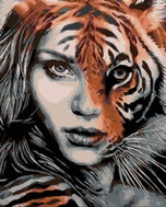 Painting by Numbers - Tiger Woman, 80x100 cm, stretched canvas on frame - Painting by Numbers