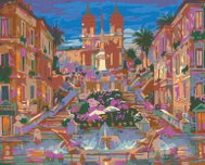 Painting by numbers - Fountain and flowers under the palace, 100x80 cm, without frame and without tu - Painting by Numbers