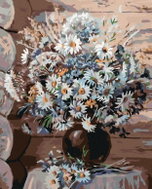 Painting by numbers - Daisies in a vase, 40x50 cm, without frame and without switching off the canva - Painting by Numbers