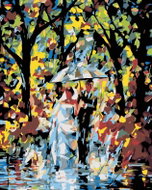 Painting by Numbers - Bride and Groom in the Rain, 80x100 cm, stretched canvas on frame - Painting by Numbers
