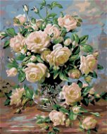 Malen nach Zahlen - Weiße Rosen, 40x50 cm, ohne Rahmen und ohne Leinwand - Malen nach Zahlen