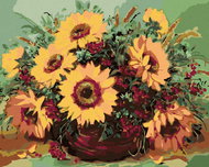 Painting by Numbers - Beautiful Yellow Sunflowers, 50x40 cm, stretched canvas on frame - Painting by Numbers
