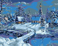 Painting by Numbers - Frozen River, 100x80 cm, stretched canvas on frame - Painting by Numbers