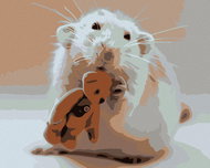 Painting by Numbers - Mouse and Teddy Bear, 50x40 cm, stretched canvas on frame - Painting by Numbers