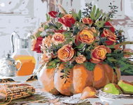 Painting by numbers - Bouquet of roses in a pumpkin, 100x80 cm, without frame and without switching  - Painting by Numbers