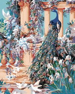 Painting by numbers - Peacock in a flowering garden, 80x100 cm, without frame and without canvas swi - Painting by Numbers