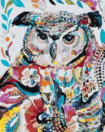 Painting by Numbers - Flower Owl, 40x50 cm, stretched canvas on frame - Painting by Numbers