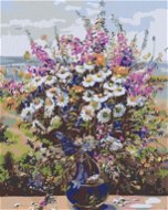 Malen nach Zahlen - Sommerblumenstrauß in einer Glasvase, 80x100 cm, ohne Rahmen und ohne Leinwand - Malen nach Zahlen