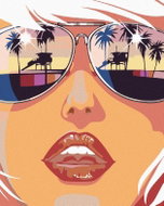 Painting by numbers - Woman in glasses and reflection of palm trees, 40x50 cm, without frame and wit - Painting by Numbers