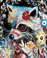 Painting by numbers - Raccoon with flowers, 40x50 cm, stretched canvas on frame - Painting by Numbers