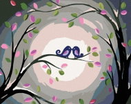 Painting by numbers - Birds in love, 100x80 cm, without frame and without switching off the canvas - Painting by Numbers
