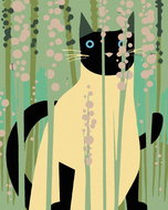Painting by Numbers - Cat between the Stems, 40x50 cm, stretched canvas on frame - Painting by Numbers