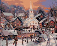 Painting by Numbers - White Church, 100x80 cm, without frame and without canvas shut off - Painting by Numbers