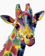 Painting by Numbers - Coloured Giraffe, 40x50 cm, without frame and without switching off the canvas - Painting by Numbers