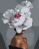 Painting by numbers - Woman with a white flower, 40x50 cm, without frame and without canvas switchin - Painting by Numbers