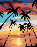 Painting by Numbers - Palms and Sunset, 80x100 cm, without frame and without switching off the canva - Painting by Numbers