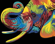Painting by Numbers - Colored Elephant I, 50x40 cm, without frame and without switching off the canv - Painting by Numbers