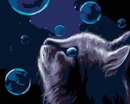 Painting by numbers - Cat and bubbles at night, 100x80 cm, without frame and without turning off the - Painting by Numbers