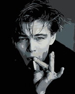 Painting by numbers - Leonardo DiCaprio with a cigarette, 40x50 cm, stretched canvas on frame - Painting by Numbers