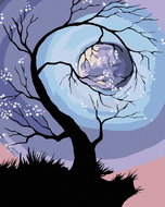 Painting by Numbers - Tree in Full Moon, 40x50 cm, stretched canvas on frame - Painting by Numbers
