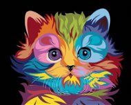 Painting by Numbers - Colorful Kitten, 50x40 cm, stretched canvas on frame - Painting by Numbers