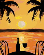 Painting by Numbers - Romance under a Palm Tree, 80x100 cm, stretched canvas on frame - Painting by Numbers