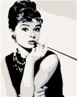 Malen nach Zahlen - Audrey Hepburn schwarz-weiß, 40x50 cm, Spannleinwand auf Rahmen - Malen nach Zahlen