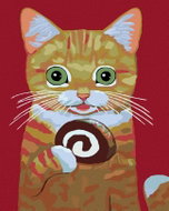 Painting by numbers - Cat with a roulade, 80x100 cm, without frame and without switching off the can - Painting by Numbers