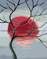 Painting by Numbers - Old Tree and Sunset, 40x50 cm, stretched canvas on frame - Painting by Numbers