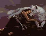 Painting by Numbers - Under the Protection of the Wolf, 100x80 cm, stretched canvas on frame - Painting by Numbers