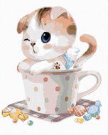 Painting by numbers - Cat in a cup, 80x100 cm, canvas on frame - Painting by Numbers