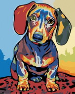 Painting by Numbers - Dachshund abstract, 80x100 cm, without frame and without canvas switching off - Painting by Numbers