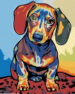 Painting by numbers - Abstract of a dachshund, 80x100 cm, stretched canvas on frame - Painting by Numbers