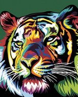 Painting by Numbers - Colored Tiger, 40x50 cm, without frame and without turning off the canvas - Painting by Numbers
