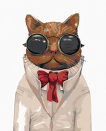 Painting by Numbers - Cat in glasses with red bow, 80x100 cm, without frame and without turning off  - Painting by Numbers