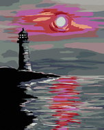 Painting by numbers - Lighthouse at sunset, 40x50 cm, without frame and without switching off the ca - Painting by Numbers