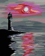 Painting by numbers - Lighthouse at sunset, 80x100 cm, without frame and without switching off the c - Painting by Numbers