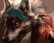 Painting by Numbers - Wolf with Predator, 50x40 cm, without frame and without switching off the canv - Painting by Numbers