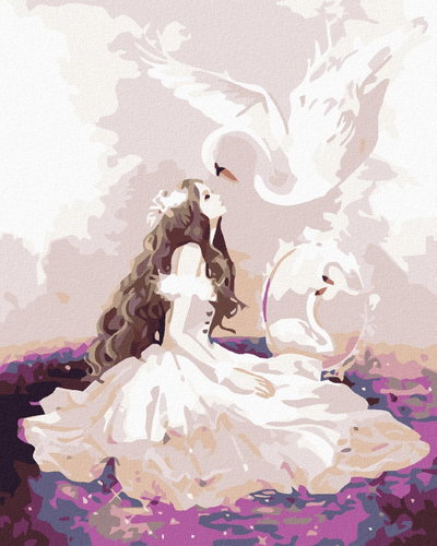 Painting by Numbers - Girl and Swan, 80x100 cm, without frame and without turning off the canvas - Painting by Numbers - Main image
